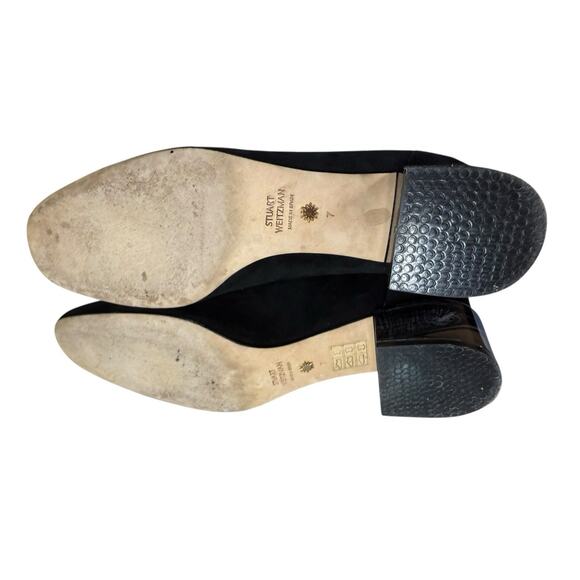 Stuart Weitzman Carmella Black Suede Block Heel Shoes Size 7 - Picture 9 of 9